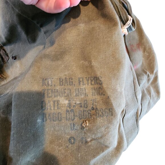Vintage Military Flyers Kit Bag Olive Green Canvas Heavy Duty USA-Made Zipper Cl - Picture 5 of 6